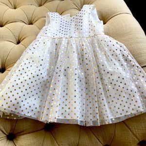 3T gold polkadot party dress
